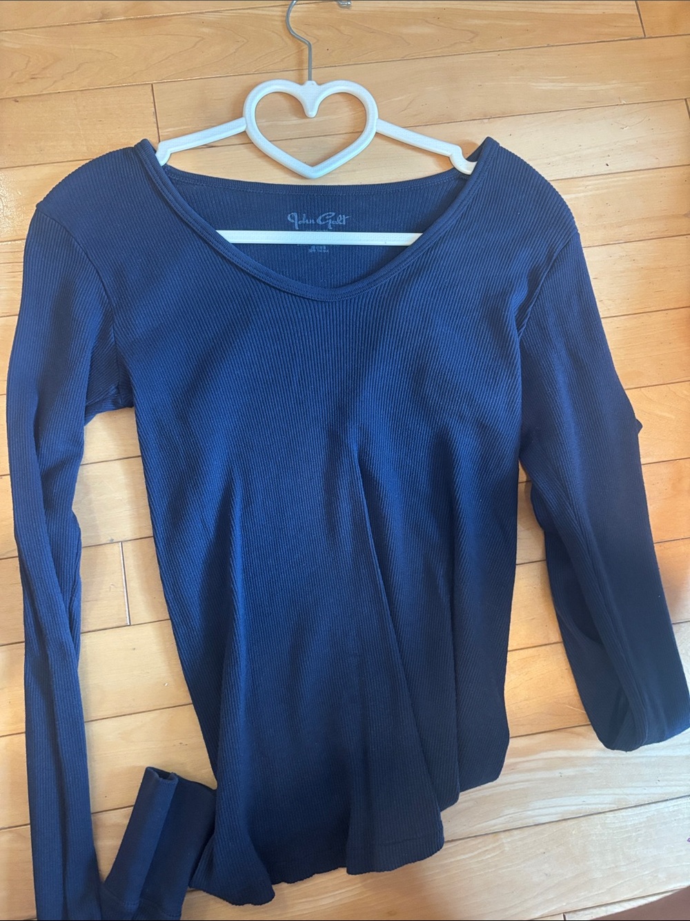 Brandy Melville Navy Ribbed Long Sleeve Tee